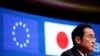 FILE - Japanese Prime Minister Fumio Kishida attends a press conference during a EU-Japan summit, in Brussels, Belgium, July 13, 2023. North Korea and China are watching for possible regional impacts from Japan's recent enhanced security cooperation with Germany.