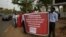 Members of the 'Bring Back Our Girls' group hold a rally in Abuja, Nigeria, April 11, 2017. (C.Oduah/VOA)