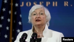 FILE - Janet Yellen, U.S. President-elect Joe Biden's nominee to be treasury secretary, speaks in Wilmington, Delaware, U.S., Dec. 1, 2020.