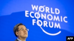 China's Vice Premier Ding Xuexiang speaks during the World Economic Forum (WEF) annual meeting in Davos on Jan. 21, 2025.