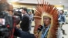 Ninawa Inu Pereira Nunes, President of the Federation of the Huni Kuin indigenous people in Brazil's state of Acre, gives an interview during the United Nations climate change conference COP29 in Baku, Azerbaijan November 13, 2024. 