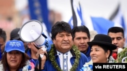 Bolivia's President Evo Morales attends a campaign rally before general elections on Oct. 20, in El Alto, outskirts of La Paz, Bolivia, Oct. 5, 2019. (Courtesy of Bolivian Presidency/Handout)