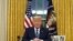 Donald Trump lors d'une adresse sur le coronavirus depuis la Maison Blanche à washington. 