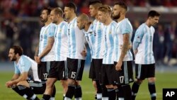 Les joueurs argentins lors de la finale de la Copa America contre le Chili, Santiago du Chili, 4 juillet 2015.