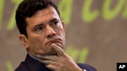 Former Judge Sergio Moro participates in an anti-corruption conference in Rio de Janeiro, Brazil, Nov. 23, 2018. 