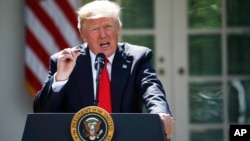 El presidente Donald Trump habla sobre el papel de EE.UU. en el Acuerdo de París sobre el clima. Junio 1, de 2017.