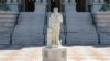 A statue of Italian explorer Christopher Columbus stands outside the Eisenhower Executive Office Building near the White House in Washington, D.C., U.S., March 23, 2026. REUTERS/Kylie Cooper