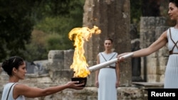 La ceremonia de encendido de llama olpimpica de los Juegos de Pyeongchang 2018 tuvo lugar en Olympia, Grecia, el martes, 24 de octubre de 2017.