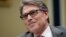 FILE - Energy Secretary Rick Perry listens during a hearing about the electrical grid, on Capitol Hill in Washington, Oct. 12, 2017. The Federal Energy Regulatory Commission on Jan. 8, 2018, rejected a Trump administration plan to bolster coal-fired and nuclear power plants.