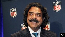 New Jacksonville Jaguars owner Shahid Khan concludes a news conference at the NFL owners meeting in Irving, Texas. The sale from franchise founder Wayne Weaver to the Pakistani-born Khan was unanimously approved. The deal reportedly is for $760 million, 