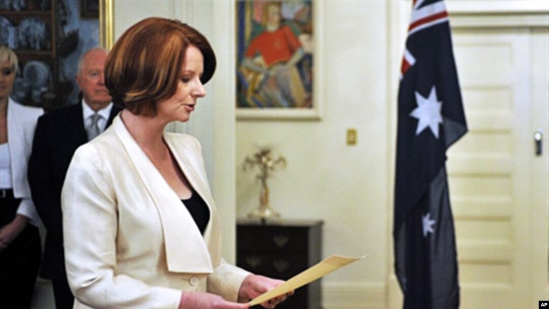Australia's Prime Minister Julia Gillard during the swearing in ceremony at Government House in Canberra, 14 Sept. 2010