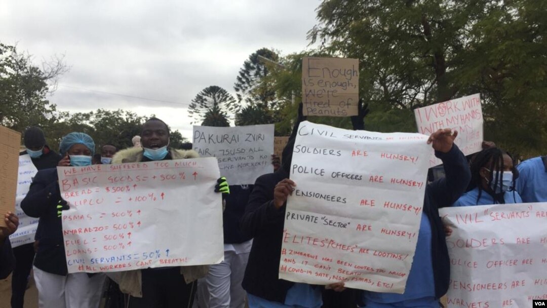 Nurses protest at the United Bulawayo Hospitals in Zimbabwe. (Bathabile Masuku)
