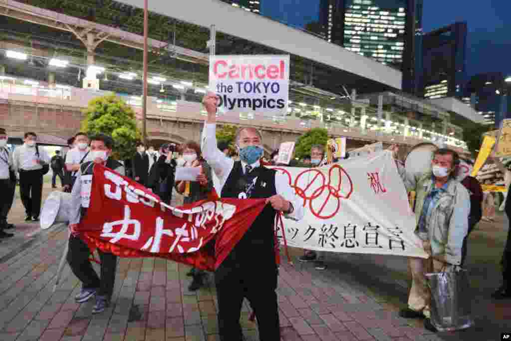 تظاهرکنندگان در توکیو خواستار لغو بازی‌های المپیک در این شهر شدند.