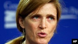 FILE - U.S. Ambassador to the U.N. Samantha Power.