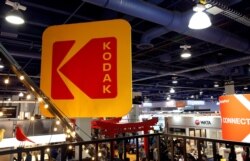 FILE - The Kodak logo is shown during the 2017 Consumer Electronics Show in Las Vegas, Nevada, Jan. 6, 2017.
