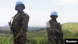 Des casques bleus tanzaniens de la Mission des Nations unies en RDC.