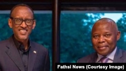 Président Paul Kagame ya Rwanda na Vital Kamerhe, mokambi ya cabinet ya mokonzi ya ekolo RDC, na Kigali, Rwanda, 12 mars 2019. (Fatshi News)