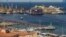 The cruise liner Costa Concordia is seen at the end of the "parbuckling" operation outside Giglio harbor, Italy, Sept. 17, 2013.