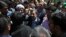 Former Iranian President Mahmoud Ahmadinejad (C) flashes a victory sign while attending the annual anti-Israeli Al-Quds, Jerusalem, Day rally in Tehran, Iran, June 8, 2018. 