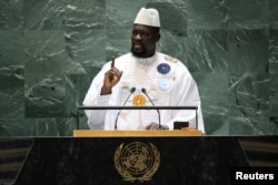 FILE - Guinea's President Mamadi Doumbouya addresses the 78th Session of the U.N. General Assembly in New York City, U.S., September 21, 2023.