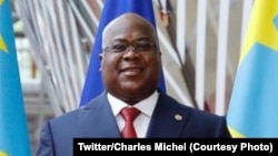 Président Félix Tshisekedi na bokutani na président ya Conseil européen Charls Michel, ministre wa yambo ya kala ya Belgique, na Bruxelles, Belgique, 30 septembre 2020. (Twitter/Charles Michel)