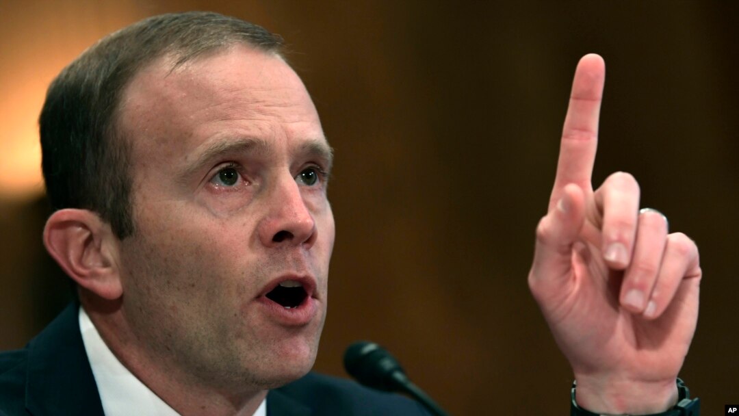 Federal Emergency Management Agency Administrator Brock Long testifies before the Senate Governmental Affairs Committee on Capitol Hill in Washington, Oct. 31, 2017, during a hearing on the federal response to the 2017 hurricane season. 