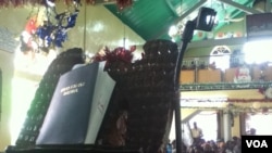 The Krio Bible at the Warren Memorial Church in Freetown.