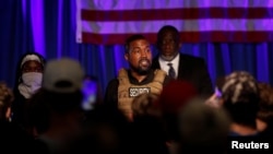 Rapper Kanye West holds his first rally in support of his presidential bid, in North Charleston, South Carolina, July 19, 2020. 