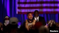 Rapper Kanye West holds his first rally in support of his presidential bid, in North Charleston, South Carolina, July 19, 2020. 
