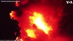 Drone Shows Inside Flaming Crater of La Palma Volcano