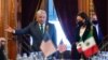 Vice President Kamala Harris and Mexican President Andres Manuel Lopez Obrador arrive for a bilateral meeting on June 8, 2021, at the National Palace in Mexico City.