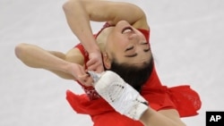 Mirai Nagasu of the United States performs in the ladies single skating free skating in the Gangneung Ice Arena at the 2018 Winter Olympics in Gangneung, South Korea, Feb. 12, 2018.