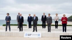 G-7 စီးပွါးရေးအင်ကြီးကြီး အဖွဲ့ခေါင်းဆောင်များ။ (၂၀၂၁၊ ဇွန်လ ၁၁)