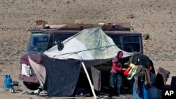 A Syrian refugee family in eastern Lebanon.