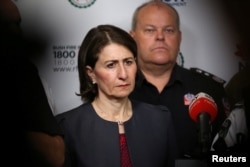 NSW Premier Gladys Berejiklian attends a news conference at Rural Fire Service Headquarters in Sydney, Jan.4, 2020.