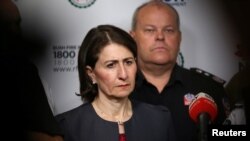 New South Wales Premier Gladys Berejiklian attends a news conference at Rural Fire Service Headquarters in Sydney, Jan. 4, 2020.
