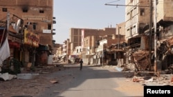 A street in the city of Omdurman damaged in the year-long civil war in Sudan, April 7, 2024.