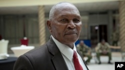 FILE - Kip Keino, head of Kenya's National Olympic Committee at the time, attends a meeting in Nairobi, Kenya, May 5, 2017.