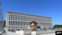 FILE - A picture taken on March 31, 2021 shows a view of Italy's 'La Farnesina' Foreign Ministry building in Rome.