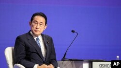 日本首相岸田文雄在新加坡举行的香格里拉对话会上。（2022年6月10日）