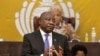 Le président sud-africain Cyril Ramaphosa prononce un discours au Parlement au Cap, le 9 juin 2022.
