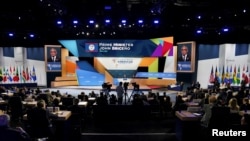 Belize's Prime Minister Juan Antonio Briceno speaks during the opening plenary session at the Ninth Summit of the Americas in Los Angeles, June 9, 2022.
