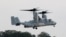 FILE - A MV-22B Osprey tiltrotor aircraft flies at Marine Corps Air Facility at Marine Corps Base in Quantico, Virginina, on on Aug. 3, 2012. Officials say five Marines were killed Wednesday in an MV-22B Osprey crash in the Southern California desert on June 8, 2022.