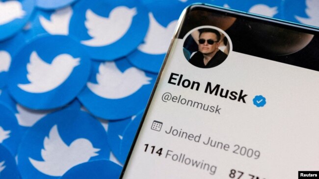 FILE - Elon Musk's profile picture is seen on his Twitter account in this illustration photo.