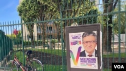 Jean-Luc Melenchon of the France Unbowed party is angling to be prime minister if the far-left wins the legislatives. (Lisa Bryant/VOA)