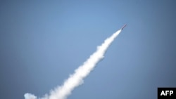 File photo: This handout from Pakistan's Inter Services Public Relations office on January 9, 2017, shows a Pakistani nuclear-capable cruise missile after its launch. The number of nuclear weapons in the world is set to rise as global tensions flare amid Russia's war in Ukraine.