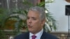 Presidente de Colombia, Iván Duque ofreció declaraciones durante visita a la OEA, en Washington, y luego de reunirse con secretario general del organismo, Luis Almagro. [Foto VOA / Tomás Guevara]