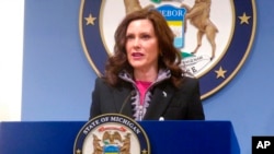 FILE - Michigan Gov. Gretchen Whitmer speaks at a news conference March 11, 2022, at the governor's office in Lansing, Mich.