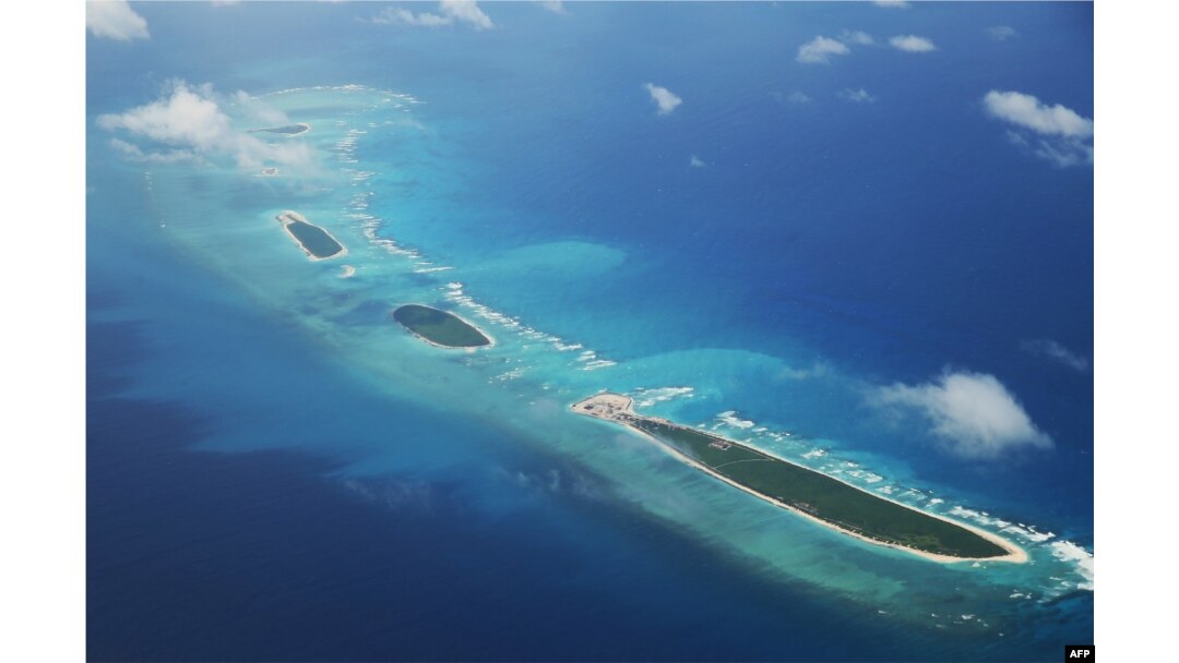 An aerial view of Qilianyu islands in the Paracel chain, which China considers part of Hainan province on Aug. 10, 2018.