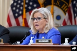 Vice Chair Liz Cheney, R-Wyo., gives her opening remarks as the House select committee investigating the Jan. 6 attack on the U.S. Capitol holds its first public hearing to reveal the findings of a yearlong investigation, at the Capitol, June 9, 2022.